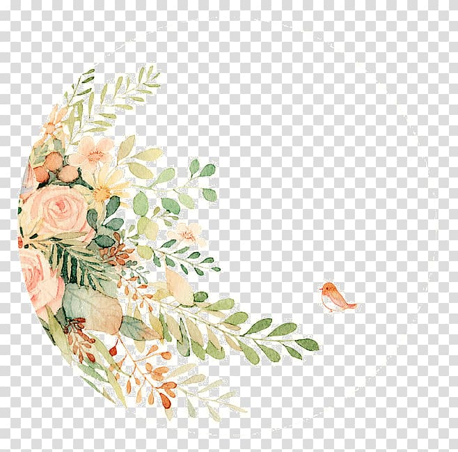 Computer file, Round decorative hand-painted flower edge transparent background PNG clipart