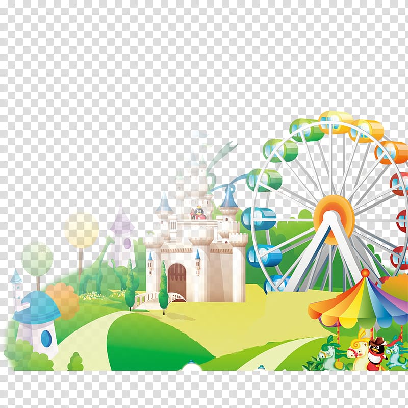 Playground Amusement park Cartoon Advertising, Cartoon theme park transparent background PNG clipart