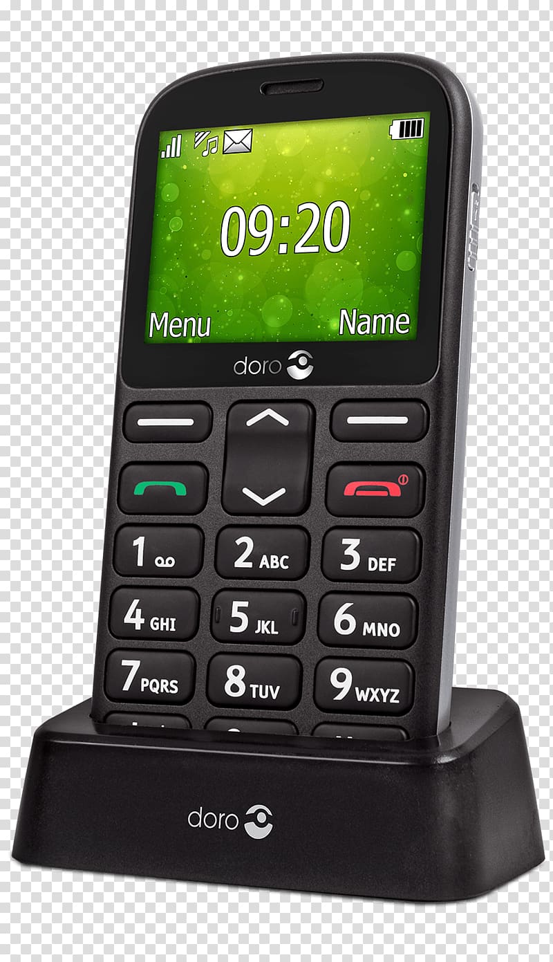 Doro 1360 Dual SIM Black Mobile phone for seniors Telephone Smartphone, tele transparent background PNG clipart