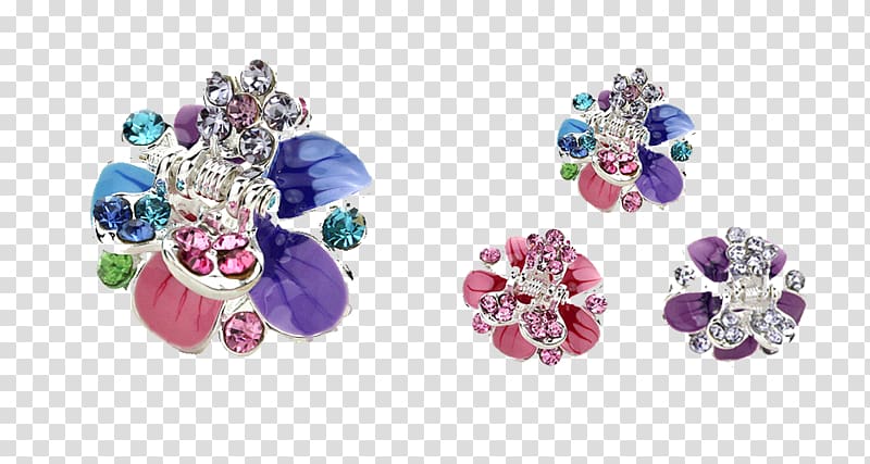 Barrette Bangs Hairpin Fashion accessory, Petals Crystal Hair clip transparent background PNG clipart