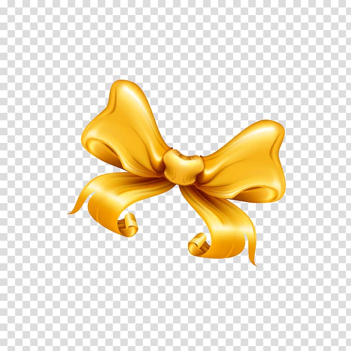 Shoelace knot Gold Ribbon, golden bow transparent background PNG clipart