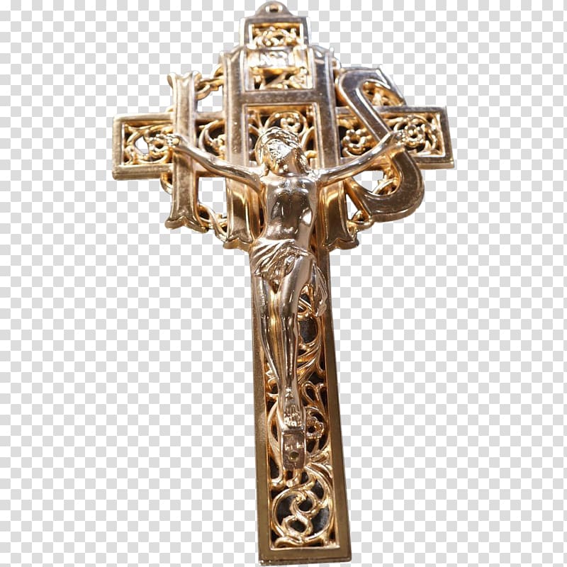 Crucifix 01504, gold figures transparent background PNG clipart
