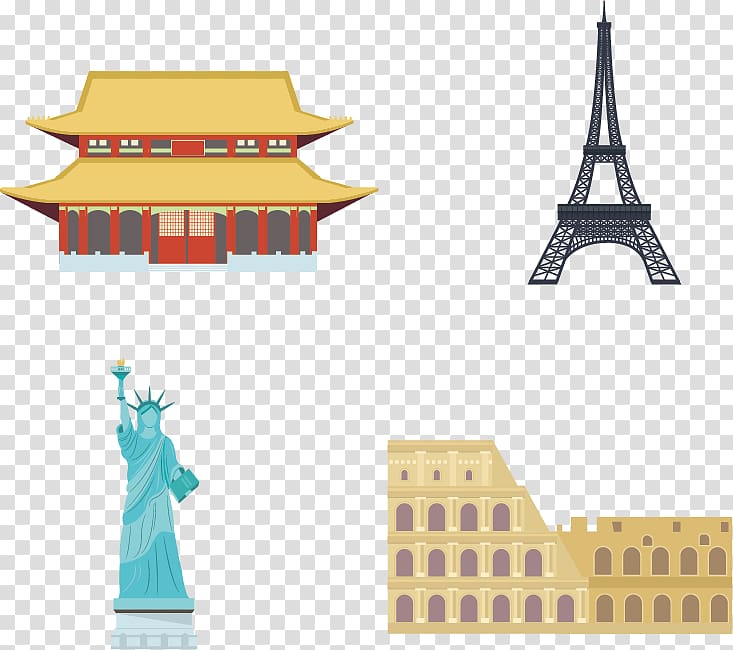 Tiananmen Eiffel Tower Landmark Icon, landmarks transparent background PNG clipart