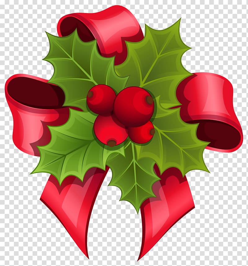 Christmas ings Holly Mistletoe Tree , bow transparent background PNG clipart