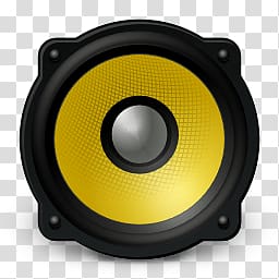 round black-and-yellow subwoofer, Yellow Loudspeaker transparent background PNG clipart