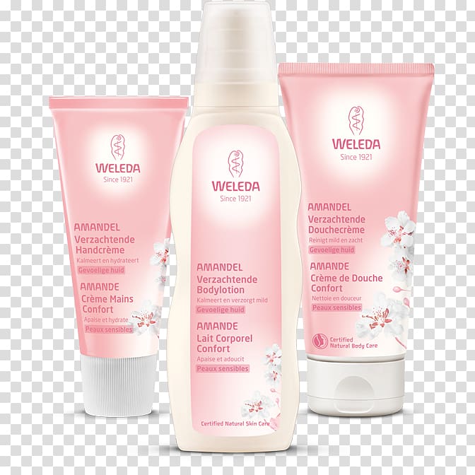 Lotion Shower gel Cream Weleda Cosmetics, almond transparent background PNG clipart