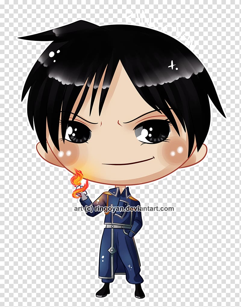 Black hair Mangaka Brown hair Cartoon Figurine, Full metal alchemist transparent background PNG clipart