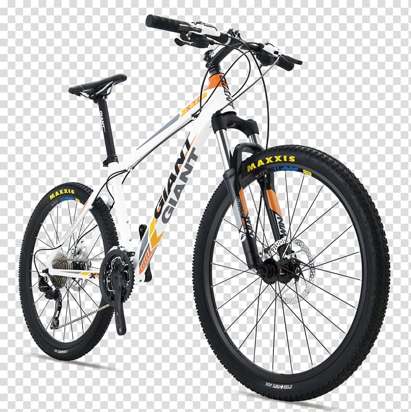 white, black, and orange Giant hardtail bike illustration, Giant Bicycles Orange Mountain Bikes Road bicycle, Fine mountain bike transparent background PNG clipart