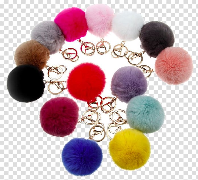 Rex rabbit Key Chains Pom-pom Fashion Bag, pompoms transparent background PNG clipart