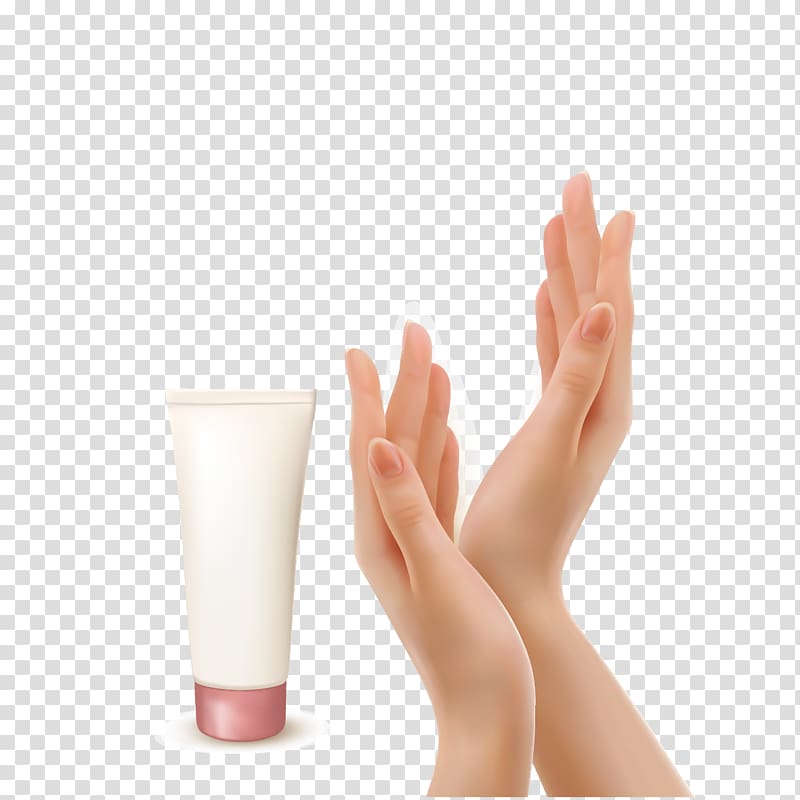 person applying lotion on hands illustration, Lotion Cream , hand and hand cream transparent background PNG clipart