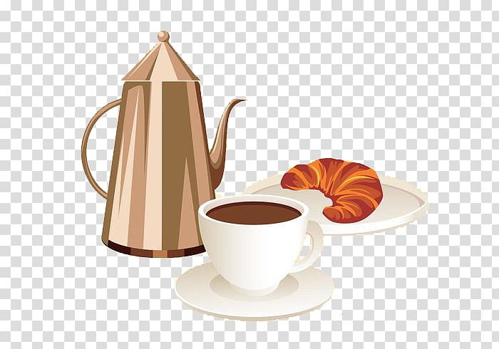 Coffee Croissant Breakfast Cafe Bakery, Daily with a delicious breakfast and coffee transparent background PNG clipart