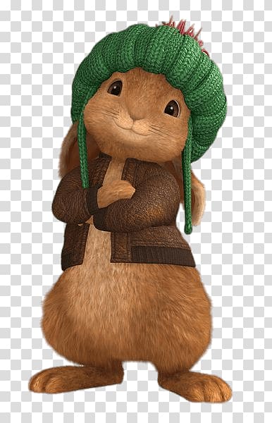 brown rabbit wearing green knit cap illusration, Benjamin Bunny transparent background PNG clipart