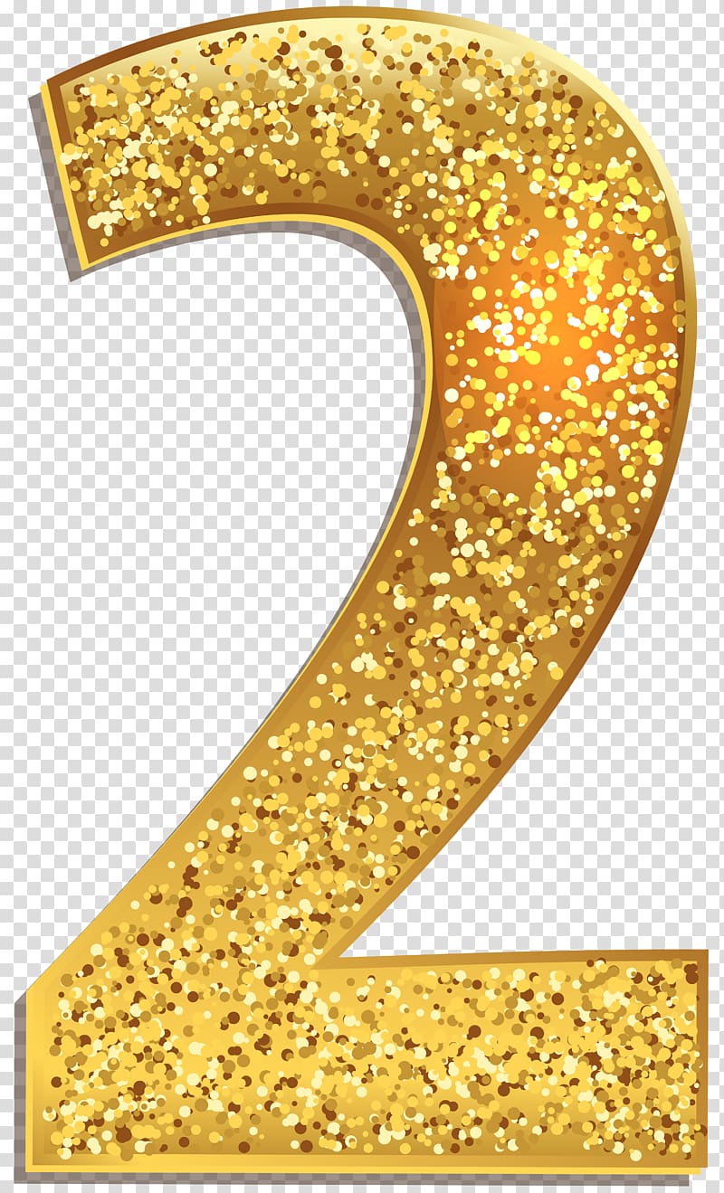 yellow 2 , Number , Number Two Gold Shining transparent background PNG clipart