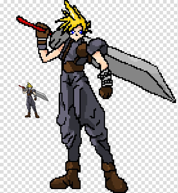 Final Fantasy VII Cloud Strife Sephiroth Pixel art Video game, Anime transparent background PNG clipart