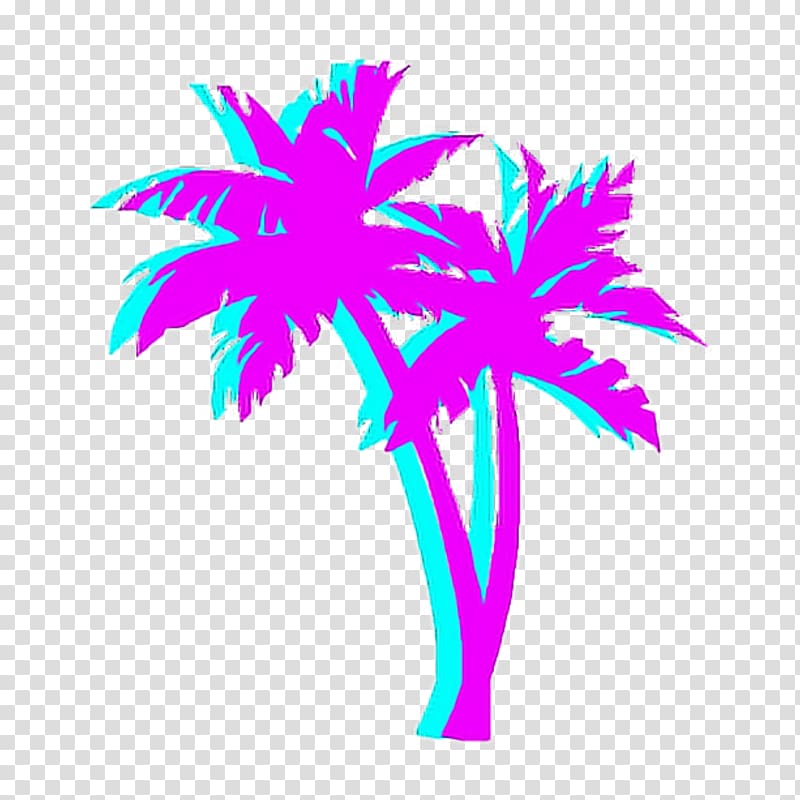 Vaporwave Palm trees T-shirt , tree transparent background PNG clipart