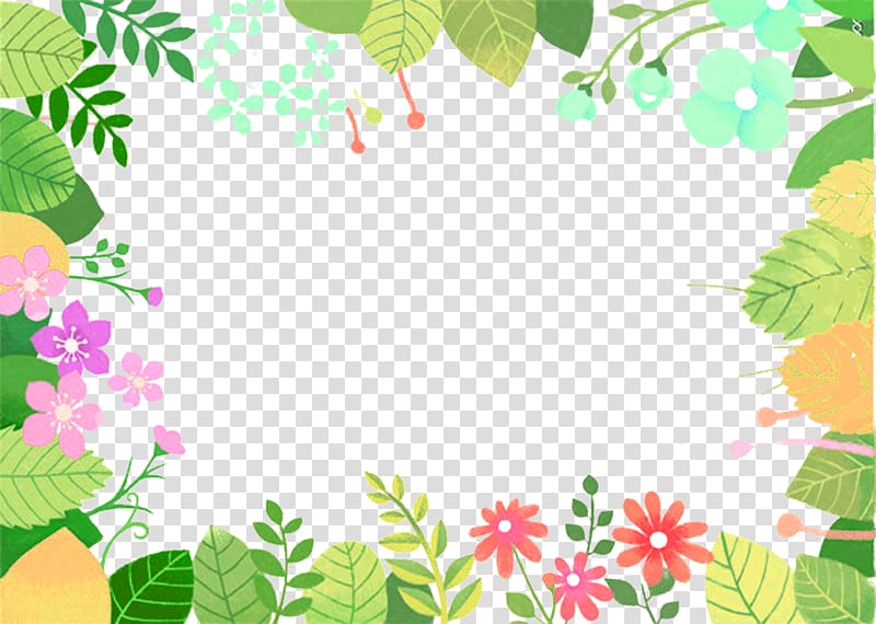 green floral boarder , Floral design Green Leaf Cartoon Animation, Green cartoon leaves bouquet border texture transparent background PNG clipart