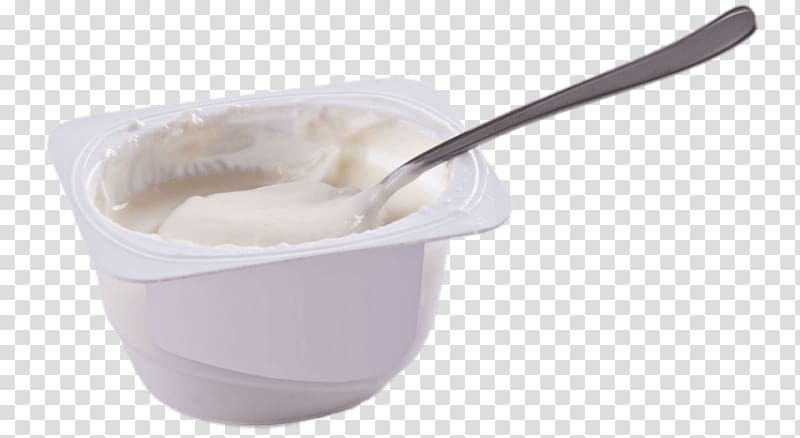 white plastic cup with silver spoon inside, Spoon In Yoghurt Cup transparent background PNG clipart
