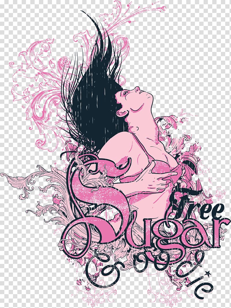 Free Sugar Goodie illustration, T-shirt Visual arts Graphic design Illustration, Sexy woman pink printing transparent background PNG clipart