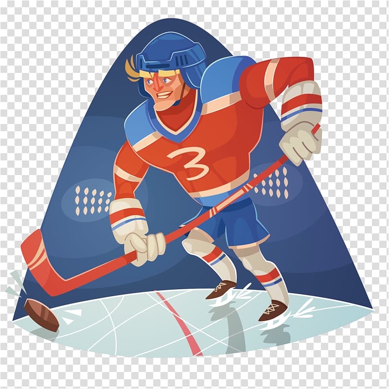 Ice hockey Sports equipment Football, Cartoon hockey player illustration material transparent background PNG clipart