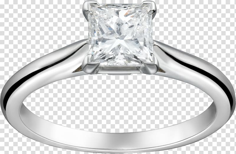 Engagement ring Princess cut Solitaire Cartier Brilliant, Jewellery transparent background PNG clipart