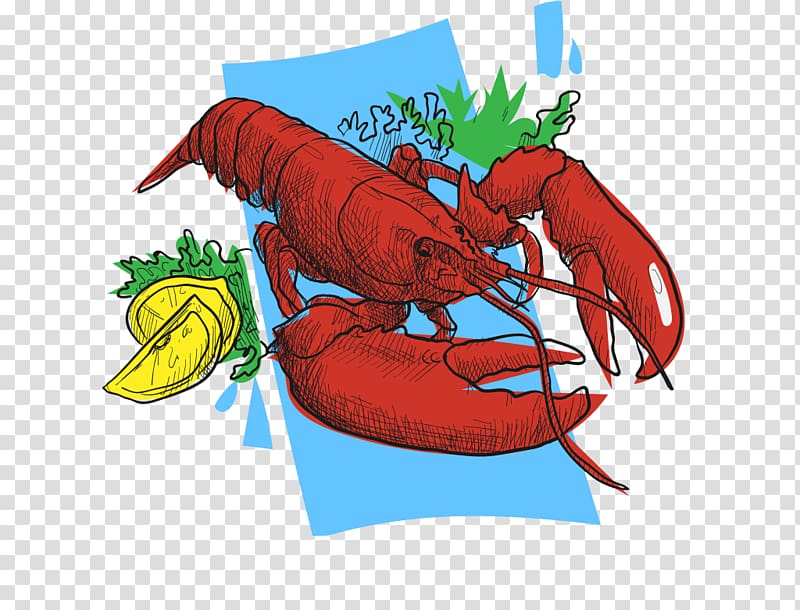 Palinurus Poster Illustration, Lemon lobster cartoon poster transparent background PNG clipart