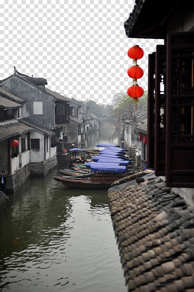 Zhouzhuang u9648u9038u98deu7eaau5ff5u9986 u4e07u4e09u8e44, Town early in the morning transparent background PNG clipart