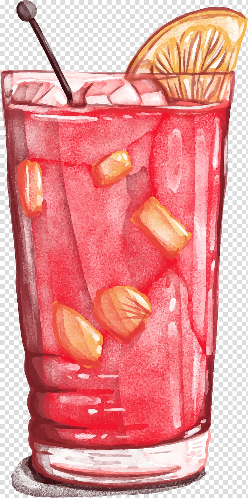 fruit drink illustration, Sangria Cocktail Mimosa Cosmopolitan, Watercolor Watermelon Lemon Juice transparent background PNG clipart