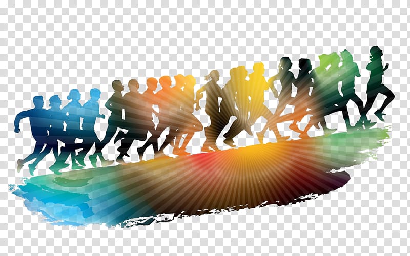 marathon illustration, The Color Run Running 5K run Owatonna Sport, rehabilitation transparent background PNG clipart
