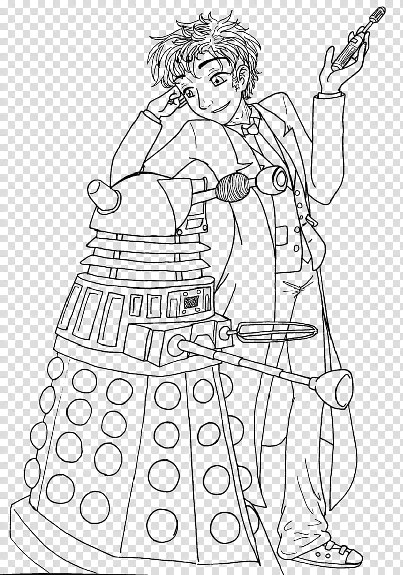 Line art Eleventh Doctor Drawing Dalek, Doctor transparent background PNG clipart