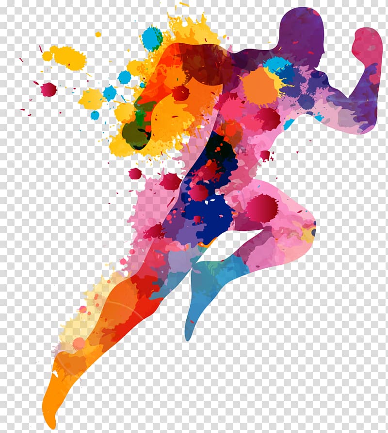 multicolored man running illustration, The Color Run Printing, cool designs transparent background PNG clipart