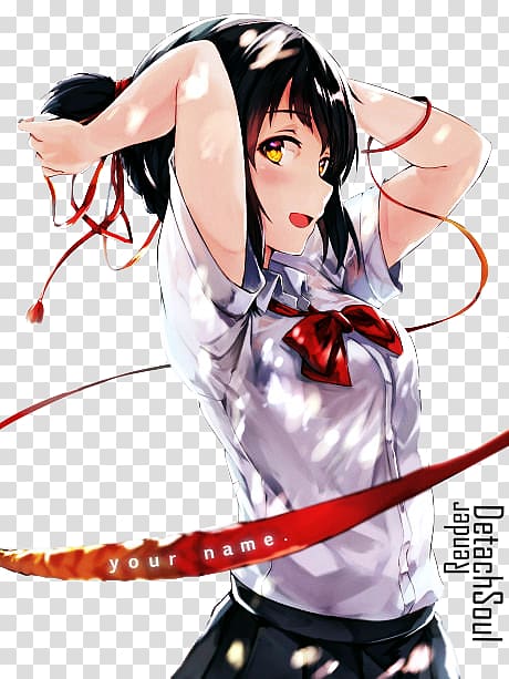 Mitsuha Miyamizu Taki Tachibana Drawing Anime Fan art, Anime transparent background PNG clipart