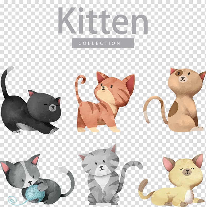 Cat Dog Kitten Illustration, Cartoon cute cat , kitten collection illustrations transparent background PNG clipart