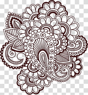 Mandala Mehndi Drawing, tattoo, symmetry, monochrome, flower png