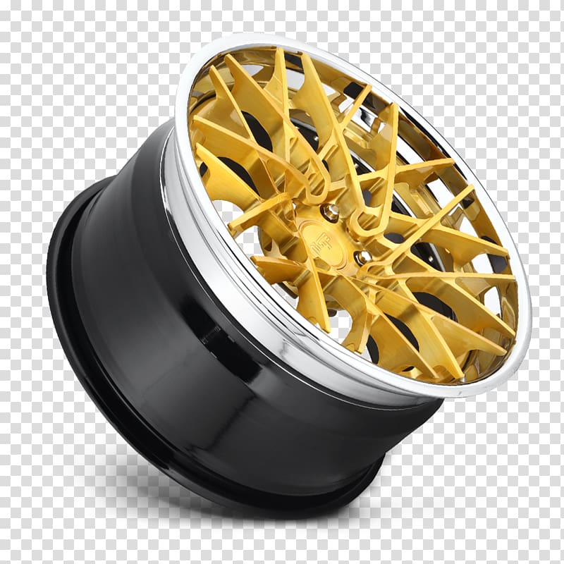 Custom wheel Tire balance Rim, brushed gold transparent background PNG clipart