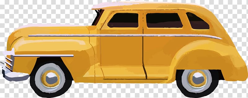 Car Drawing Euclidean , Vintage yellow Retro transparent background PNG clipart