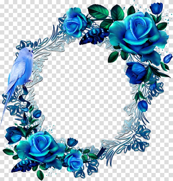 blue flowers wreath transparent background PNG clipart