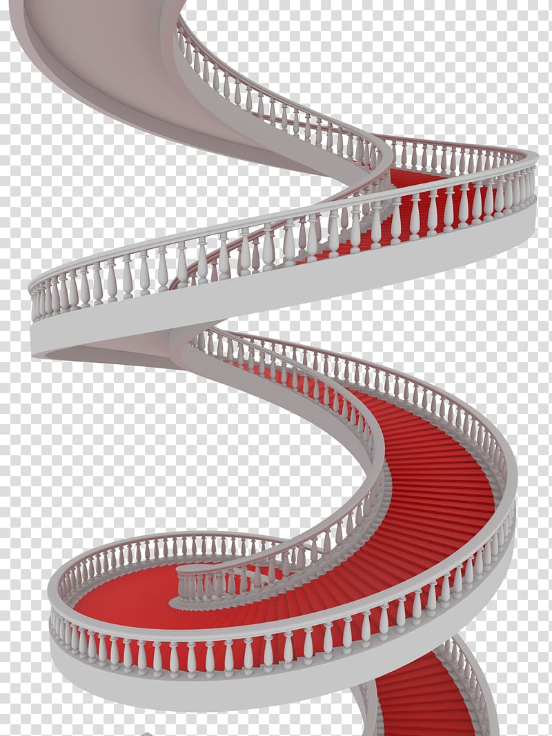 red and gray stairs , Stairs 3D computer graphics Cartoon Spiral, ladder transparent background PNG clipart