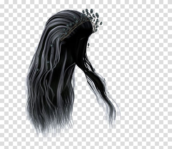 Black hair Hair coloring Long hair Art, long hair transparent background PNG clipart