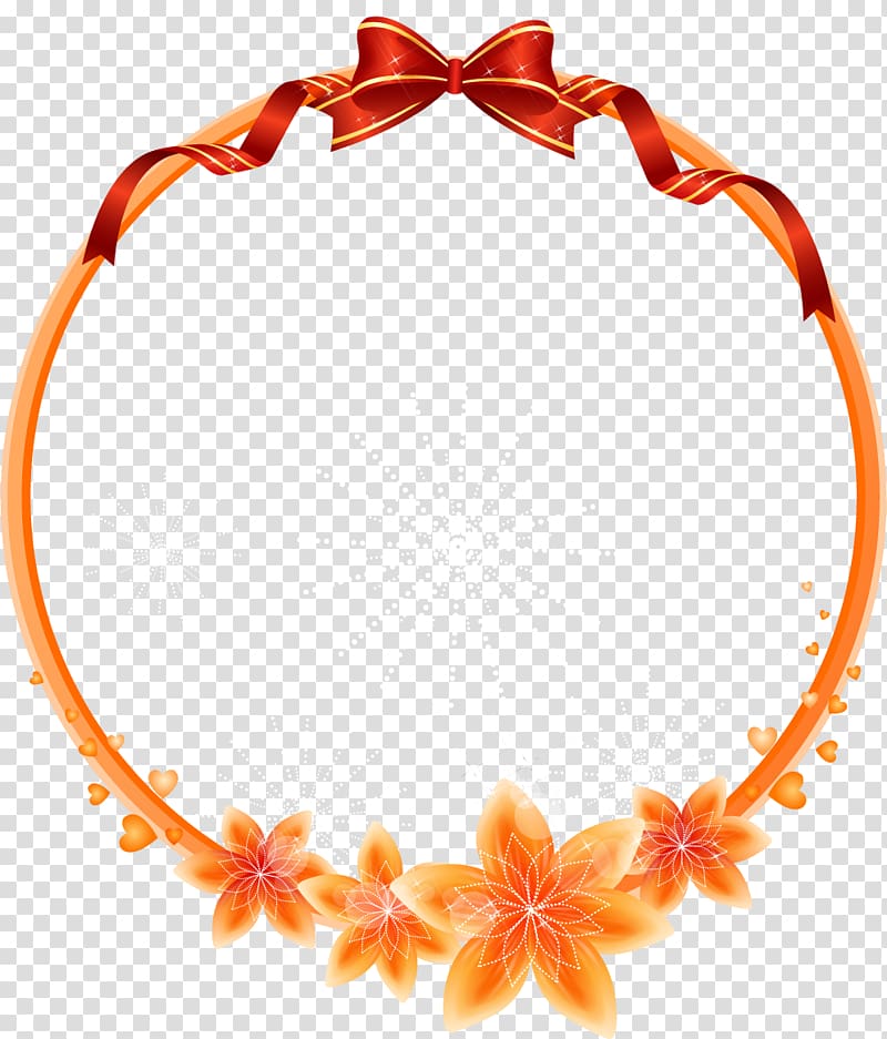 round orange flowers frame , frame Flower , Cartoon beautiful circular frame border title transparent background PNG clipart