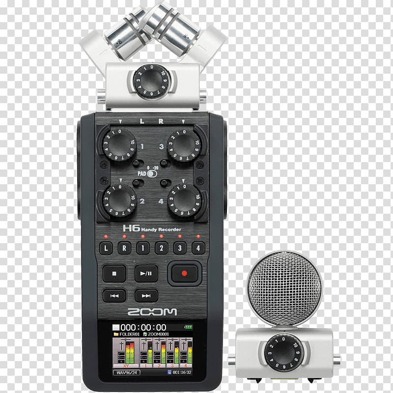 Microphone Digital audio Zoom H4n Handy Recorder Zoom H6 TASCAM, microphone transparent background PNG clipart