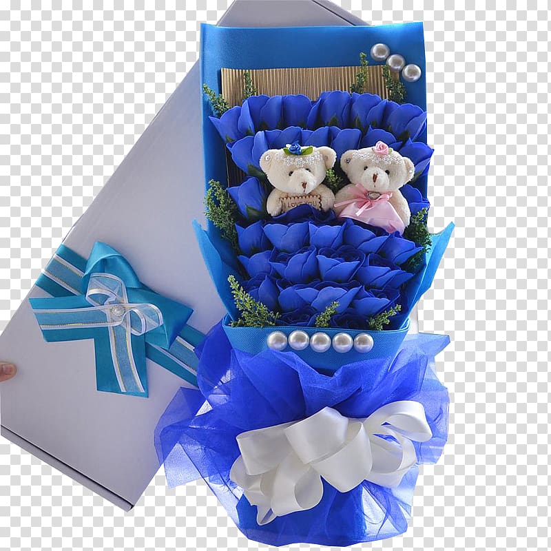 Gift Blue rose, Blue Rose Bouquet Gift transparent background PNG clipart