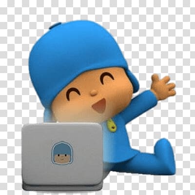 Pocoyo Working on Computer transparent background PNG clipart