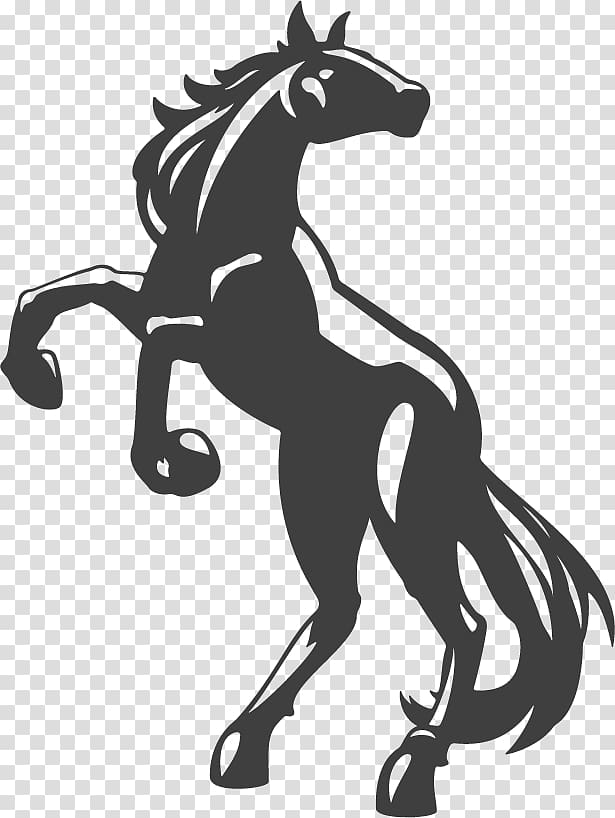 Strong black horse holding a flag logo