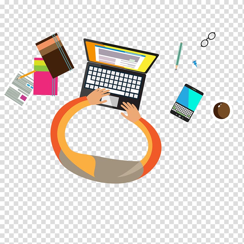 Business Table Computer, hand operation office computer transparent background PNG clipart