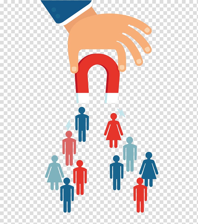 person using magnet illustration, Advertising Inbound marketing Management Lead generation, new customers exclusive transparent background PNG clipart