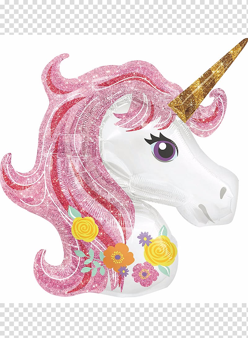 Mylar balloon Unicorn Party Birthday, unicorn horn transparent background PNG clipart