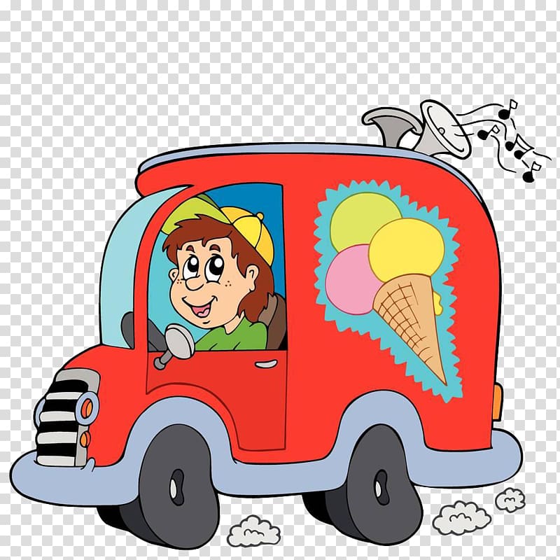 Van Truck , Cartoon ice cream car transparent background PNG clipart