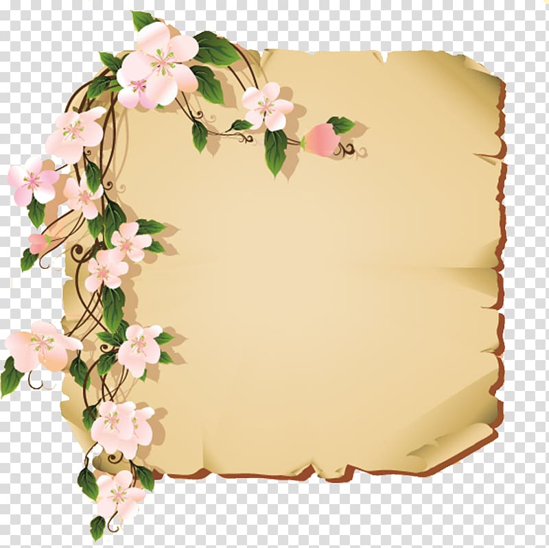 vintage card design flowers frame transparent background PNG clipart