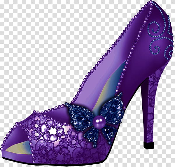 Shoe High-heeled footwear Handbag , Purple high heels transparent background PNG clipart