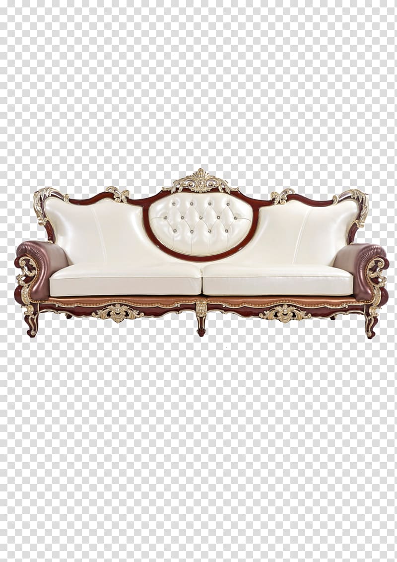 brown wooden frame white padded 2-seat sofa illustration, Table Couch Chair Furniture, sofa transparent background PNG clipart